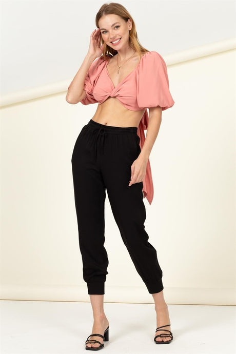 HIGH WAIST DRAWSTRING PANTS