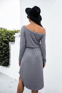 One shoulder Asymmetry Tie Waist Dress