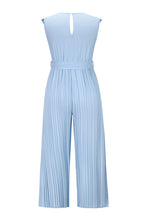 Pleated Ruffle Detail Tie Waist Jumpsuit