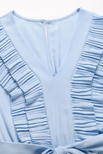 Pleated Ruffle Detail Tie Waist Jumpsuit