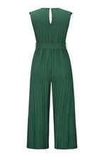 Pleated Ruffle Detail Tie Waist Jumpsuit