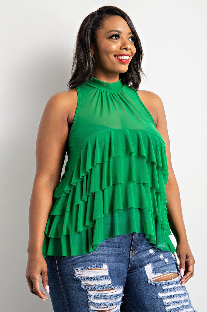 TIERED RUFFLE TOP (CURVE)